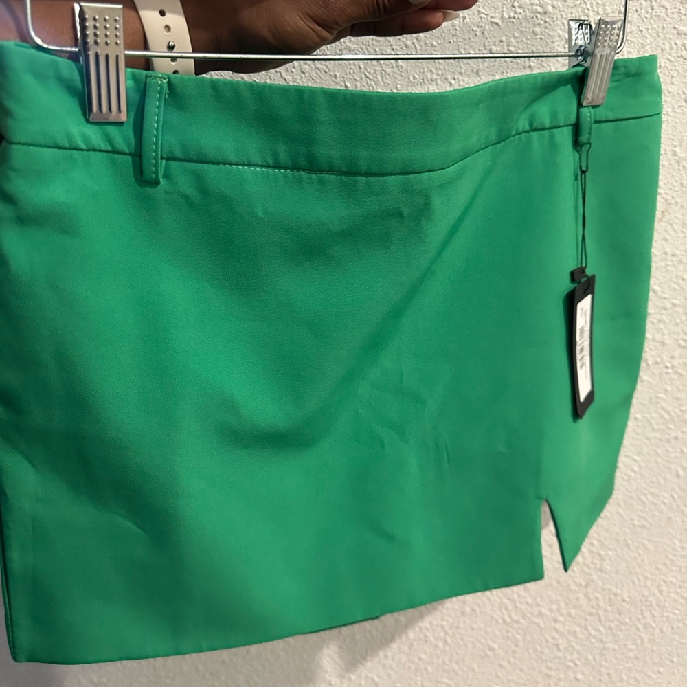 Green Mini Skirt with Side Slit